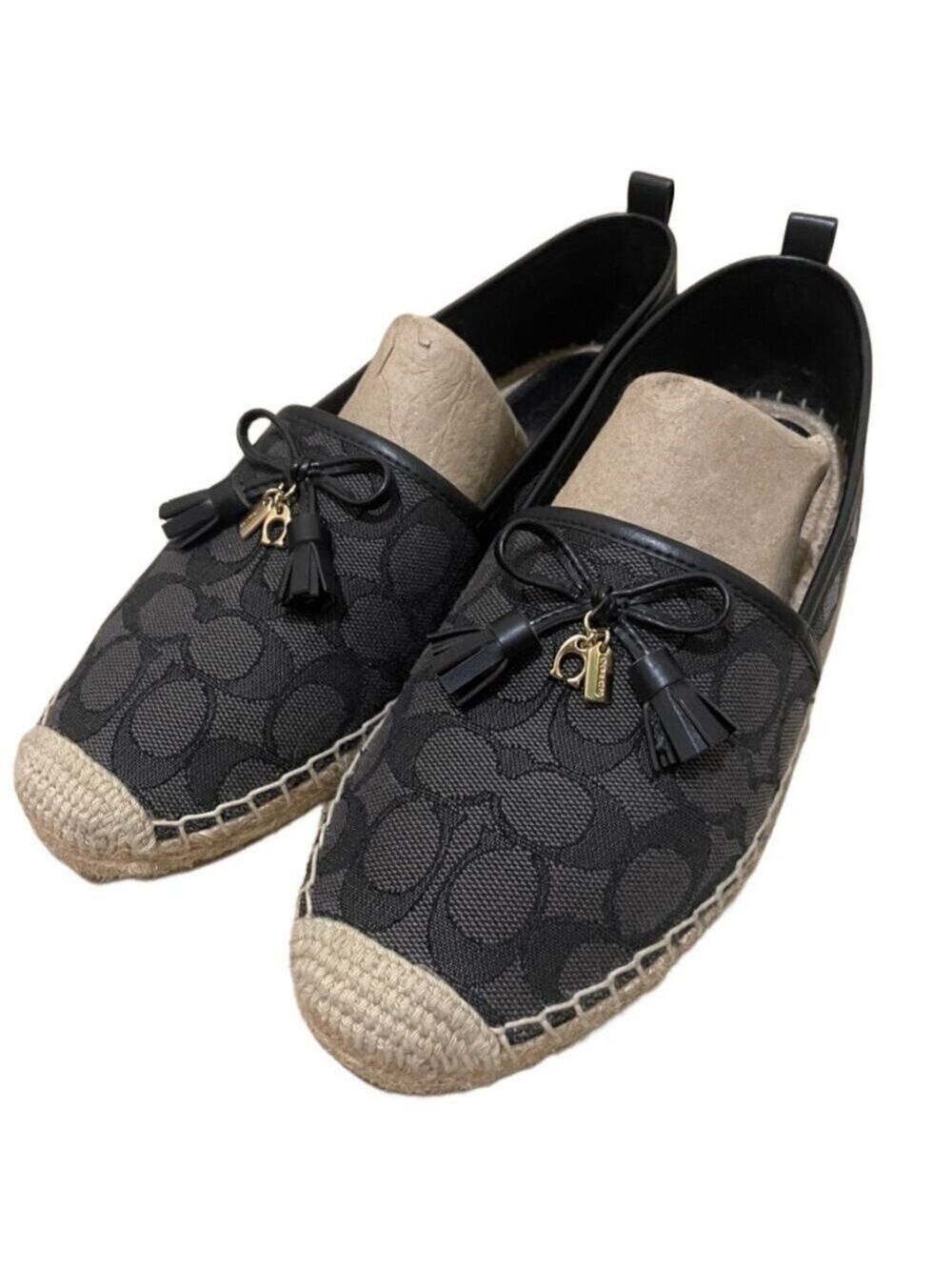 COACH BLACK COAL CARSON ESPADRILLE FLATS SHOES SIZE 11